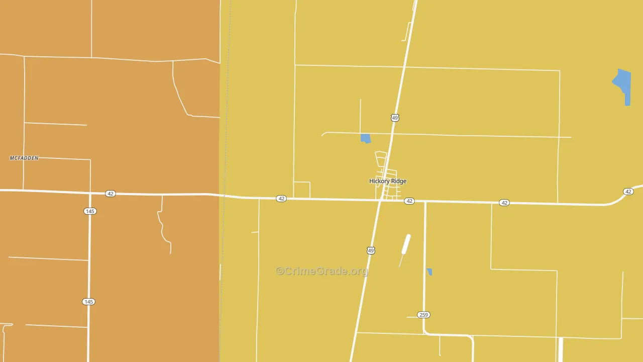 McFadden, AR Map of Burglary Rates
