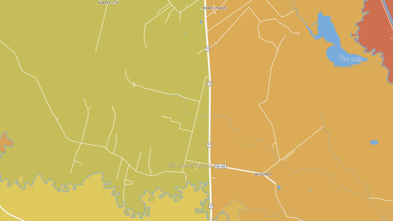 Mcfaddin, TX Map of Burglary Rates