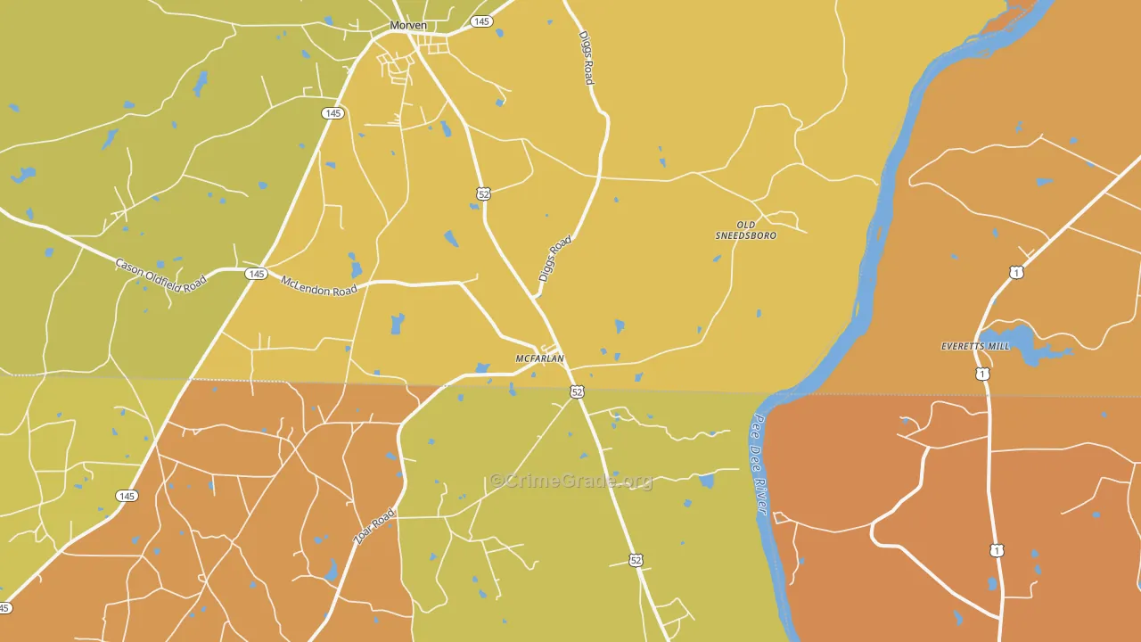 McFarlan, NC Map of Burglary Rates