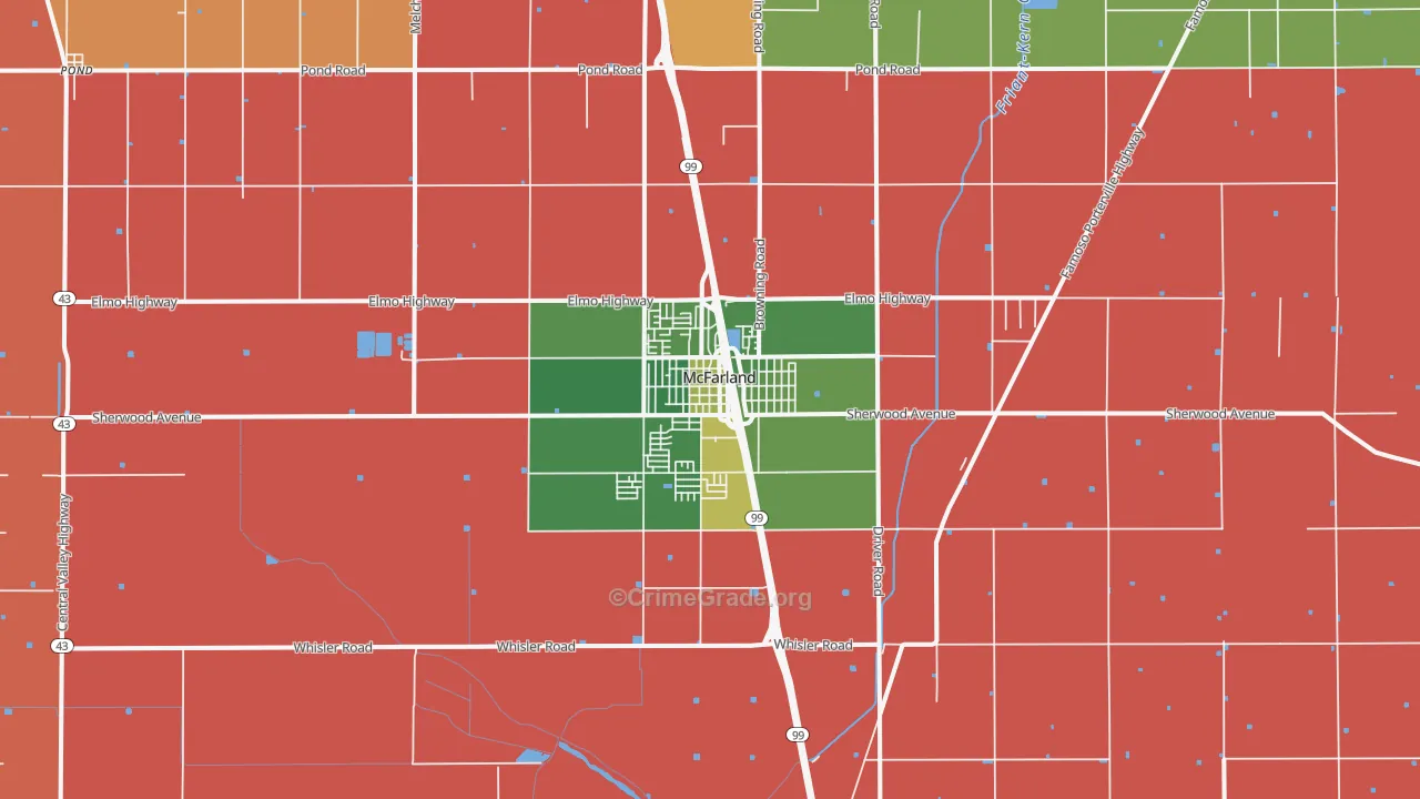 McFarland, CA Map of Burglary Rates
