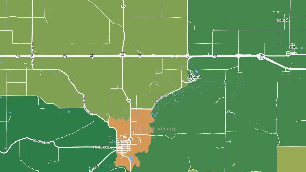 McFarland, KS Map of Burglary Rates