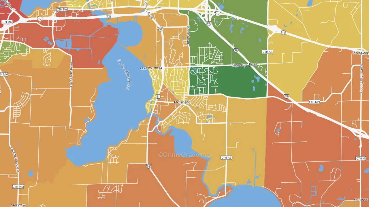 McFarland, WI Map of Burglary Rates