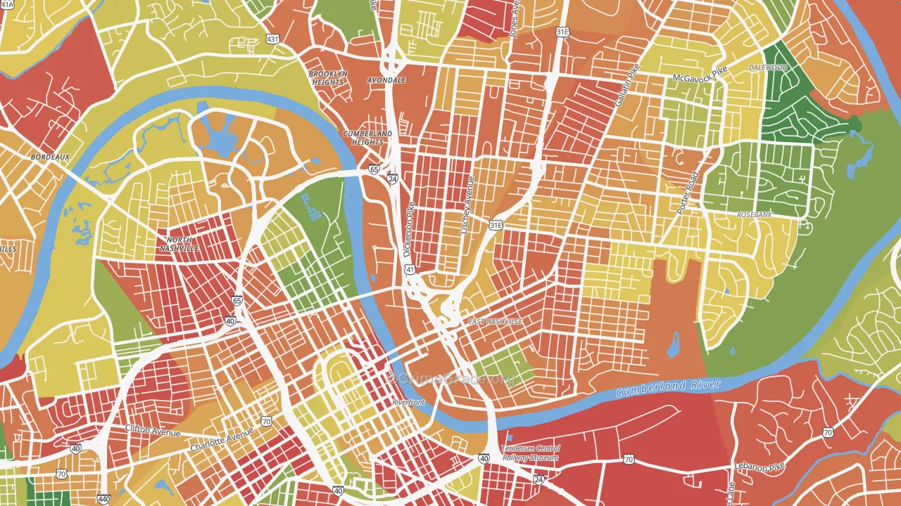 McFerrin Park, Nashville, TN Map of Burglary Rates