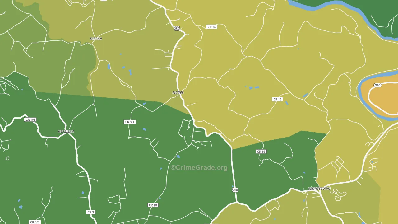 McGee, WV Map of Burglary Rates