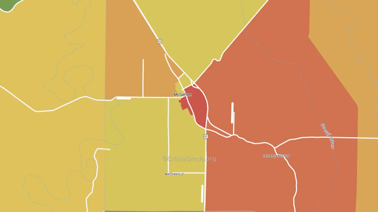 McGehee, AR Map of Burglary Rates