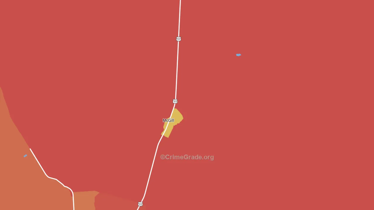 McGill, NV Map of Burglary Rates