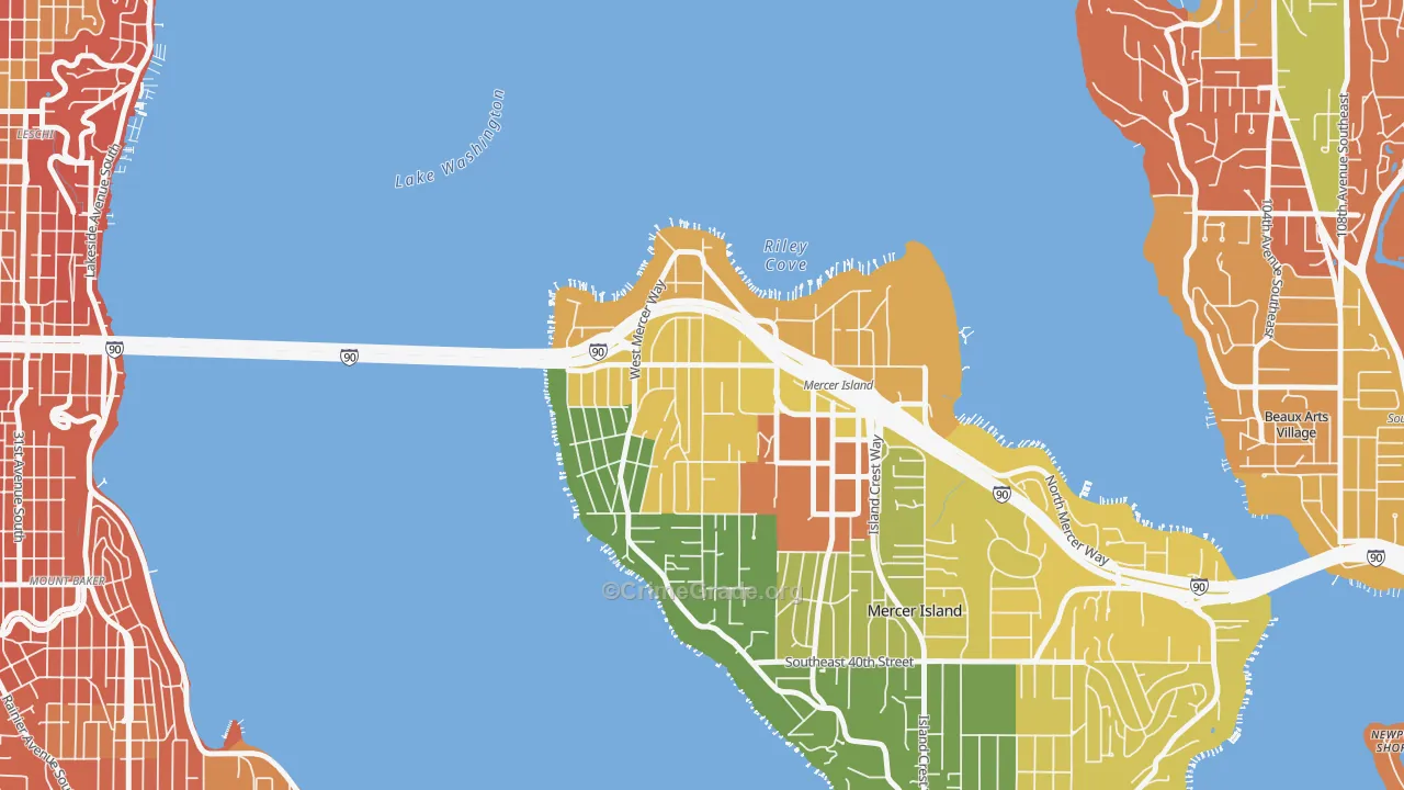 McGilvra, Mercer Island, WA Map of Burglary Rates
