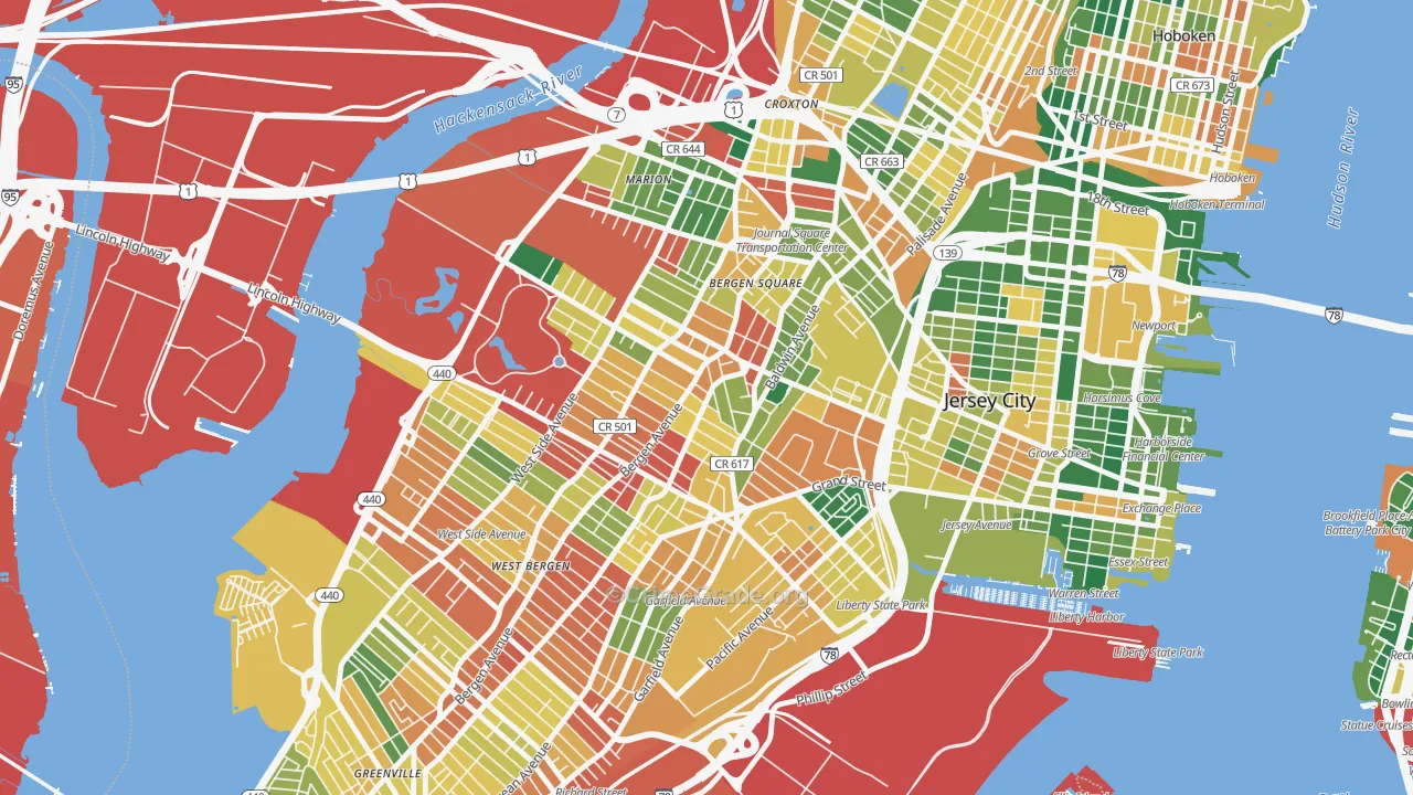 McGinley Square, Jersey City, NJ Map of Burglary Rates