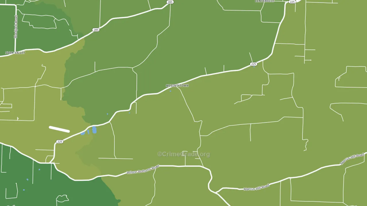 McGintytown, AR Map of Burglary Rates