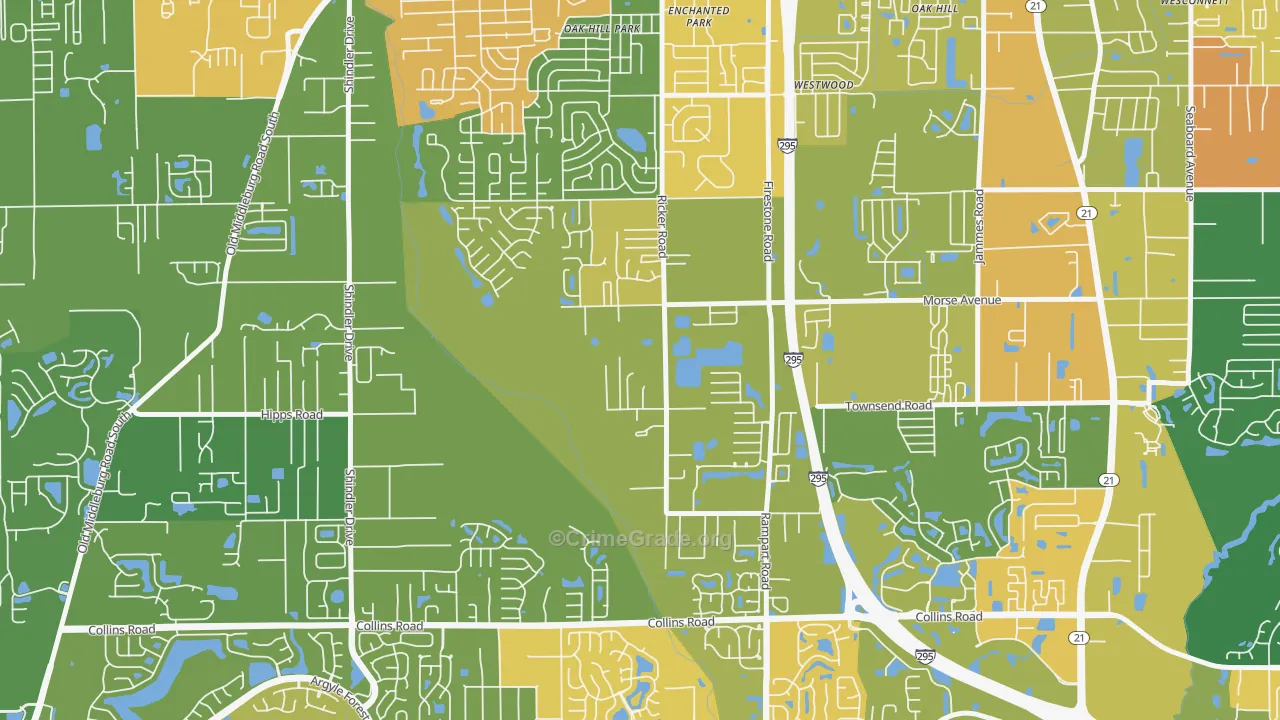 McGirts Creek, Jacksonville, FL Map of Burglary Rates