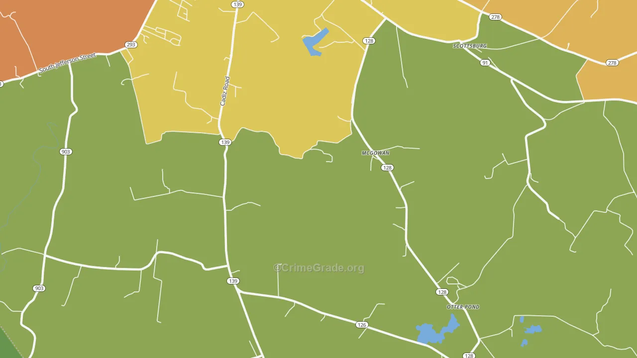 McGowan, KY Map of Burglary Rates