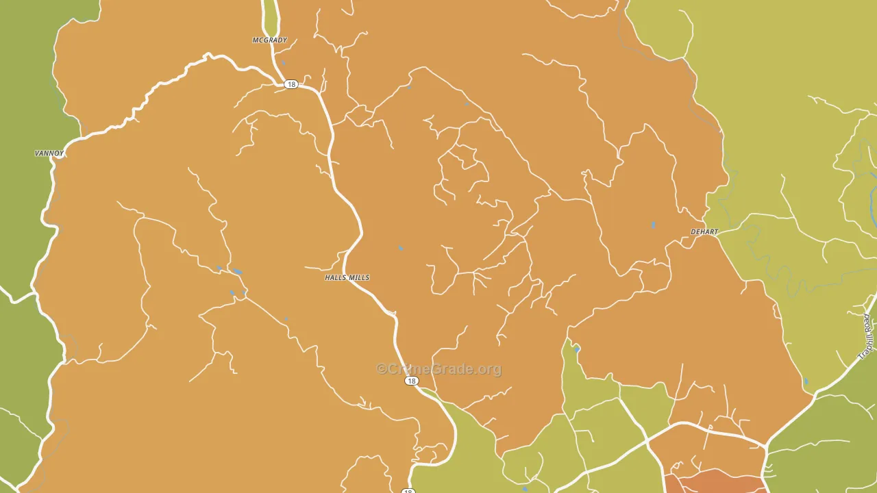 McGrady, NC Map of Burglary Rates
