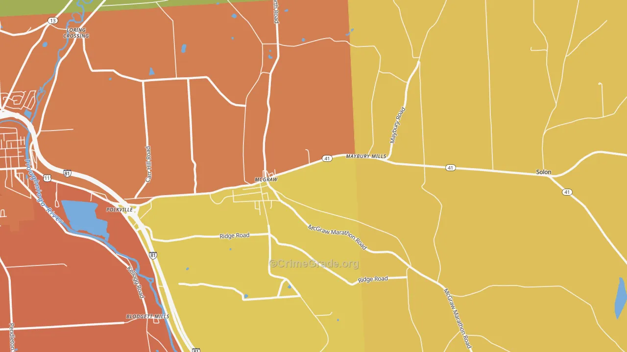 McGraw, NY Map of Burglary Rates