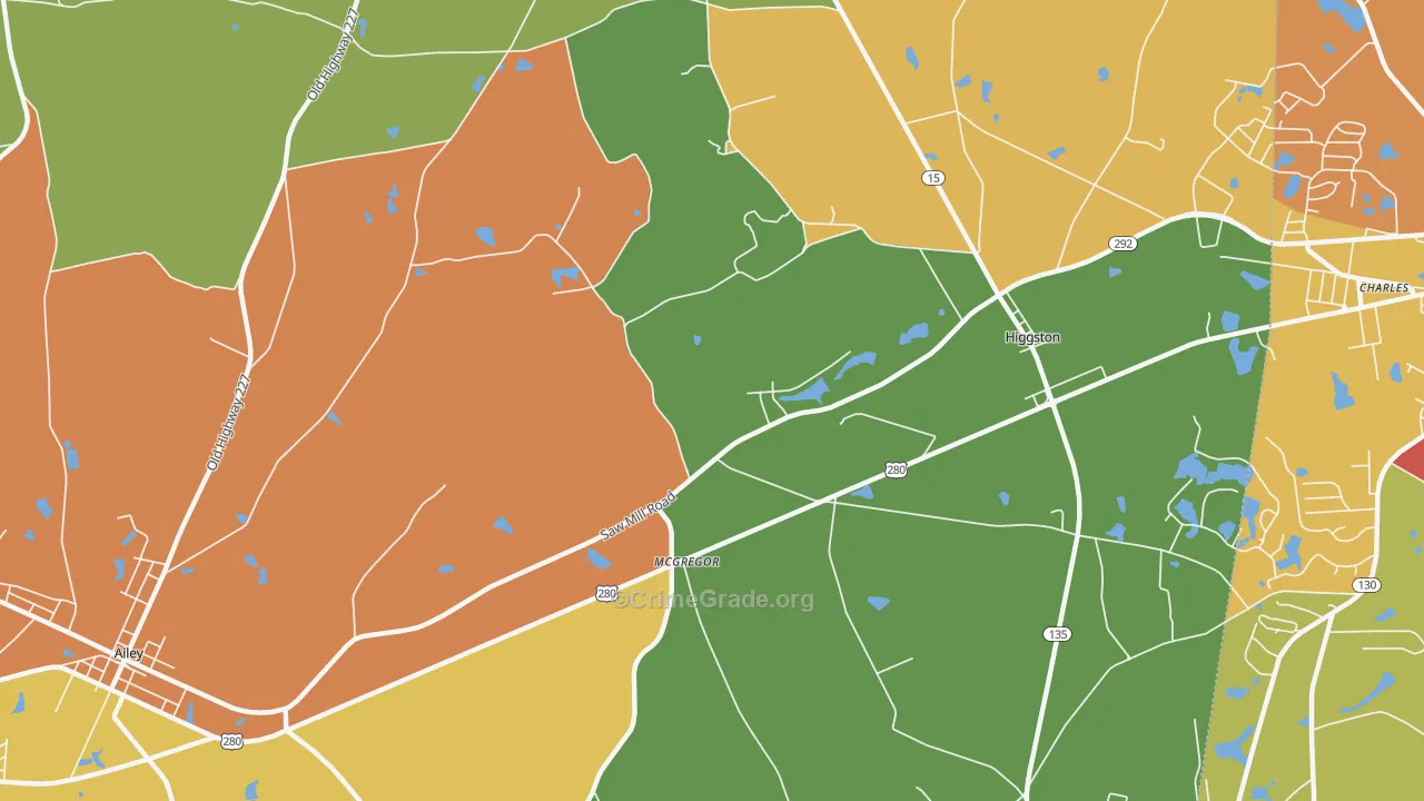 McGregor, GA Map of Burglary Rates