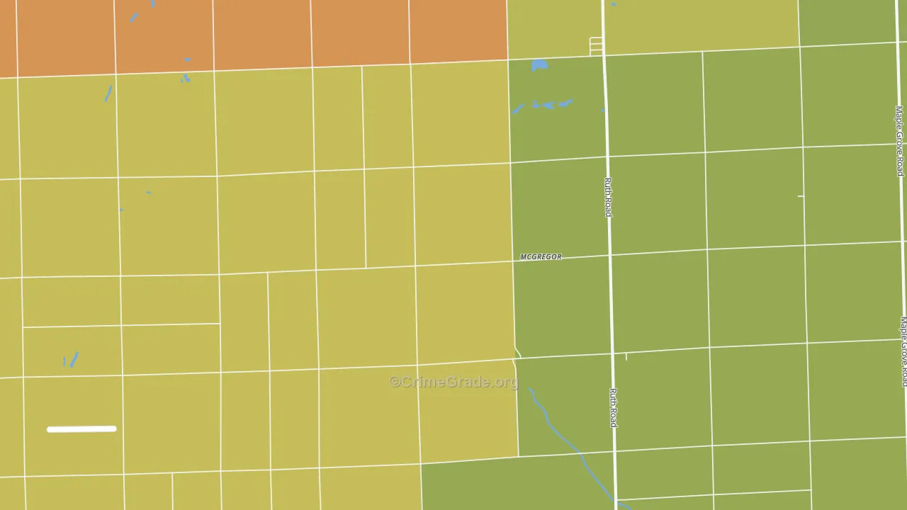 McGregor, MI Map of Burglary Rates