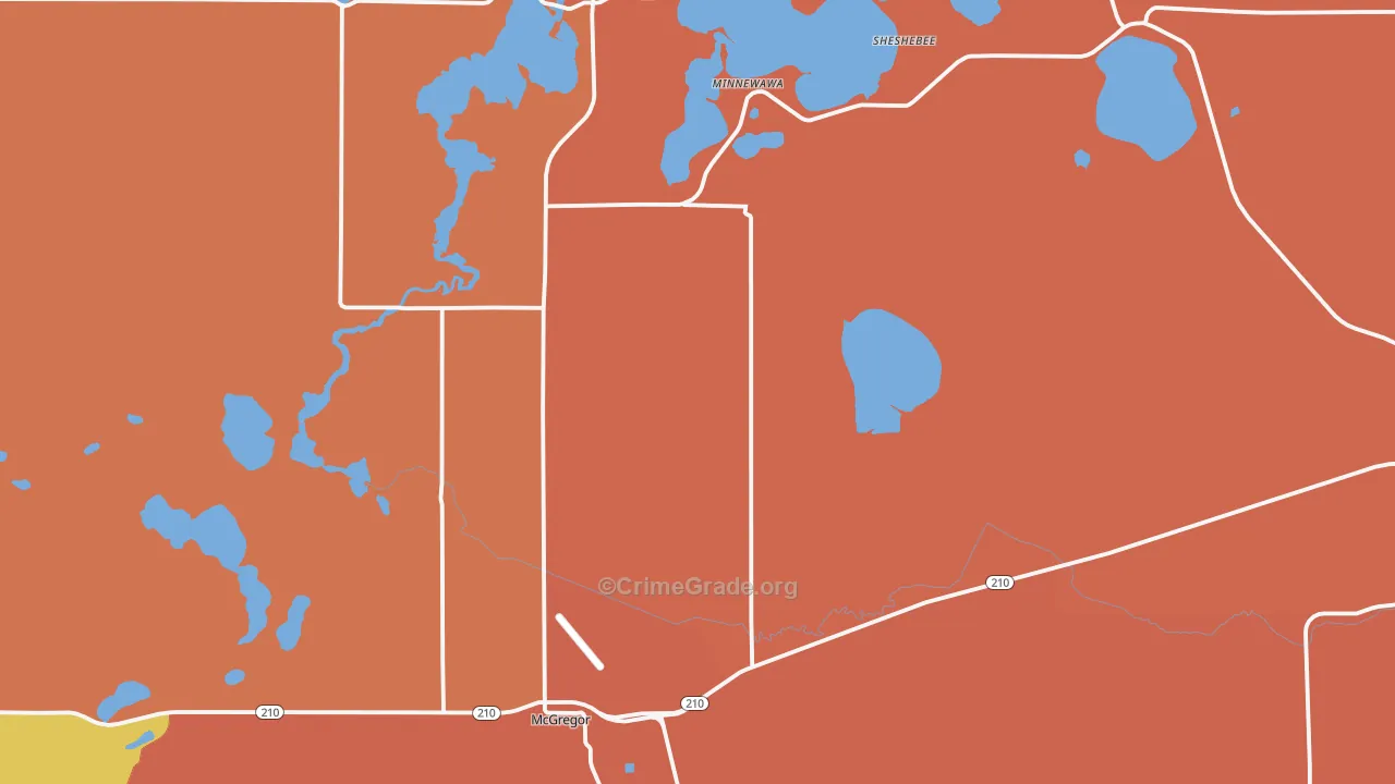 McGregor, MN Map of Burglary Rates
