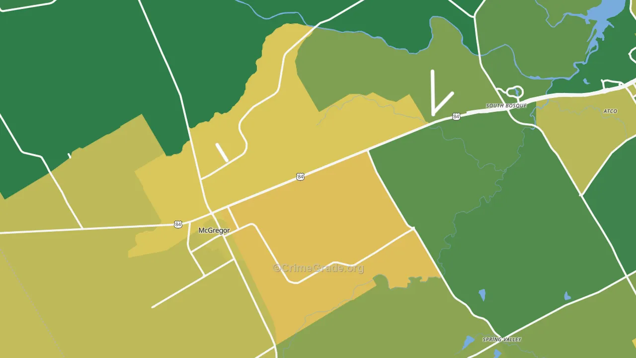 McGregor, TX Map of Burglary Rates