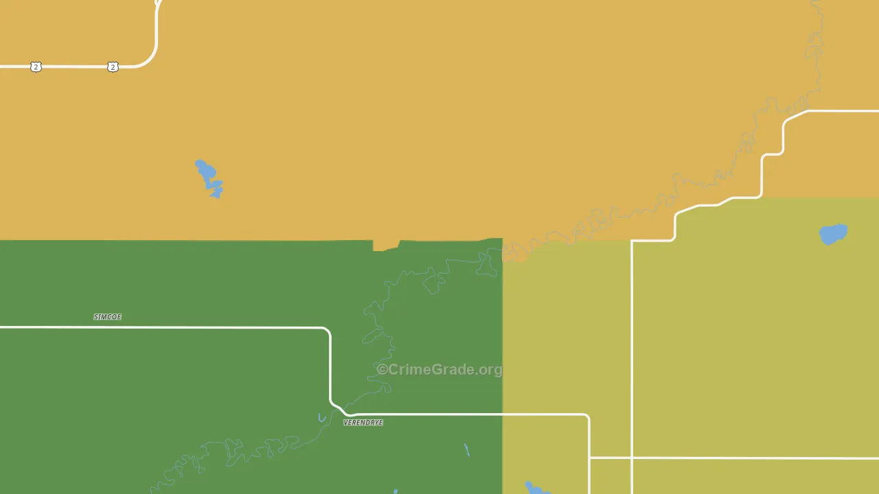 McHenry County, ND Map of Burglary Rates
