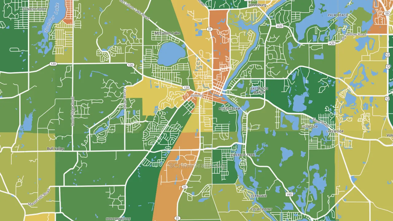 Mchenry, IL Map of Burglary Rates