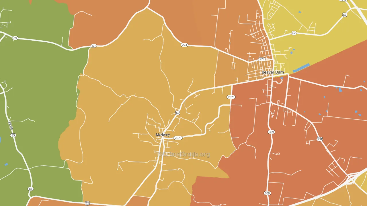 McHenry, KY Map of Burglary Rates