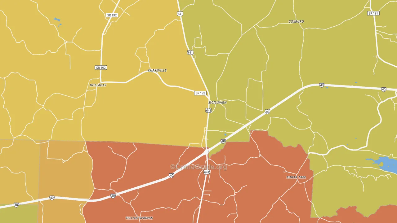 McIllwain, TN Map of Burglary Rates