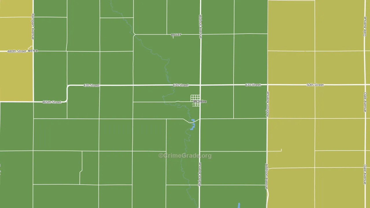 McIntire, IA Map of Burglary Rates