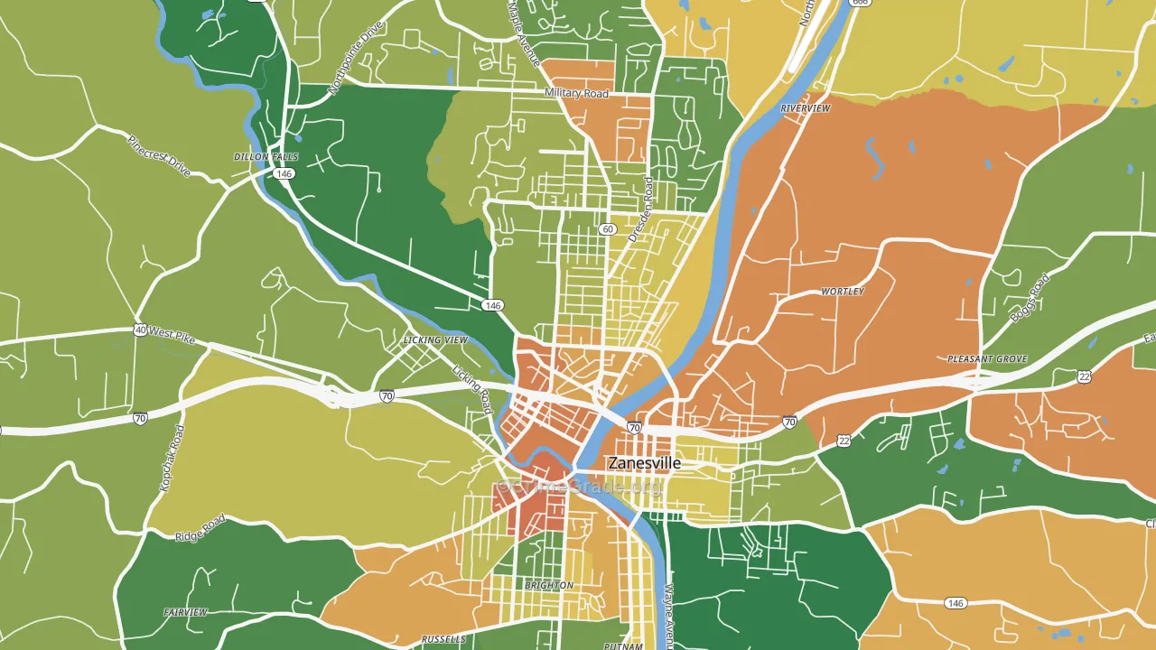 McIntire Terrace Historic District, Zanesville, OH Map of Burglary Rates