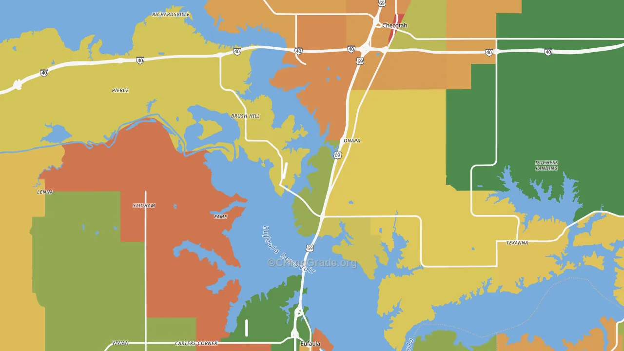 McIntosh County, OK Map of Burglary Rates