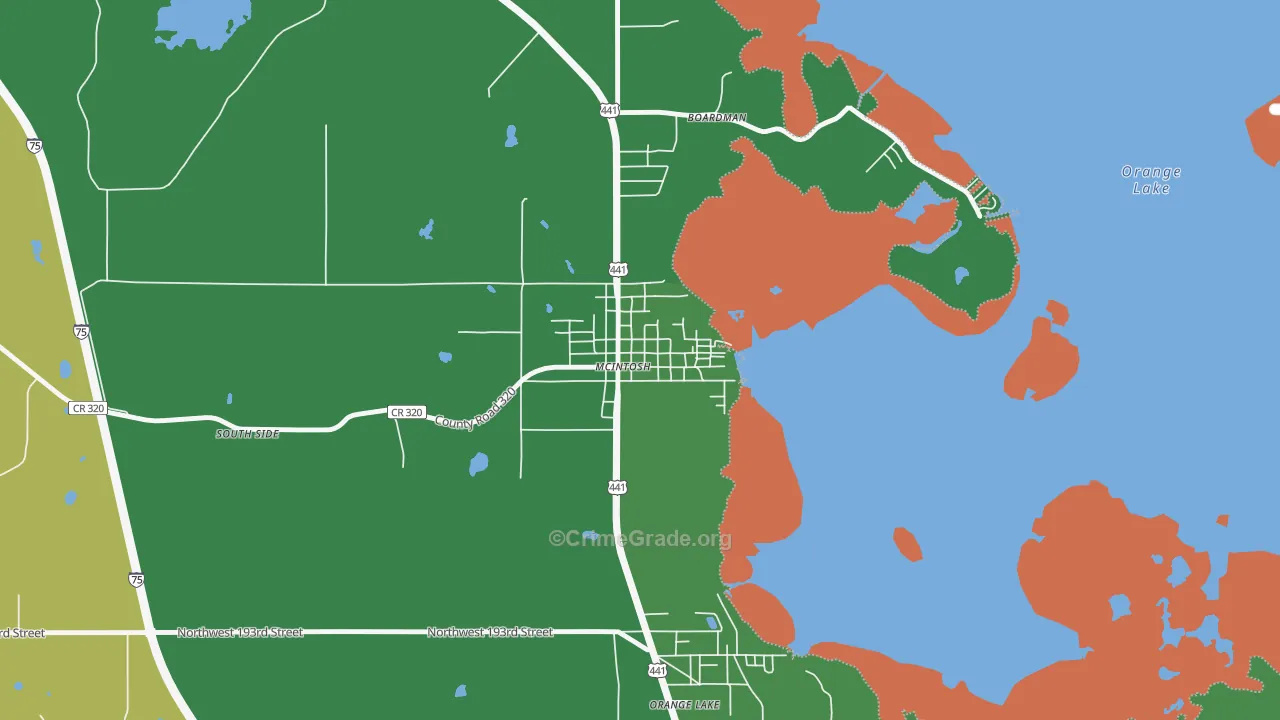 McIntosh, FL Map of Burglary Rates