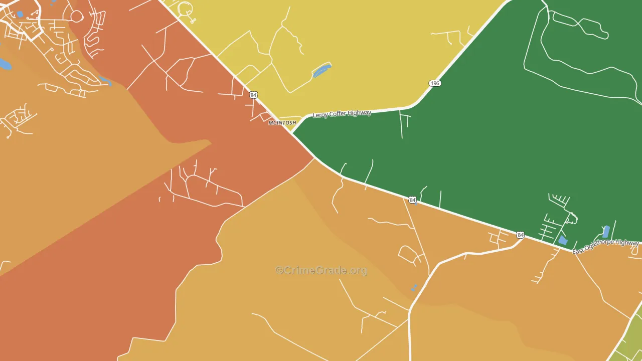 McIntosh, GA Map of Burglary Rates