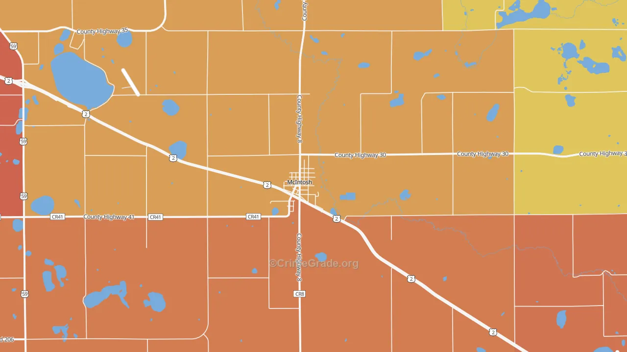 Mcintosh, MN Map of Burglary Rates