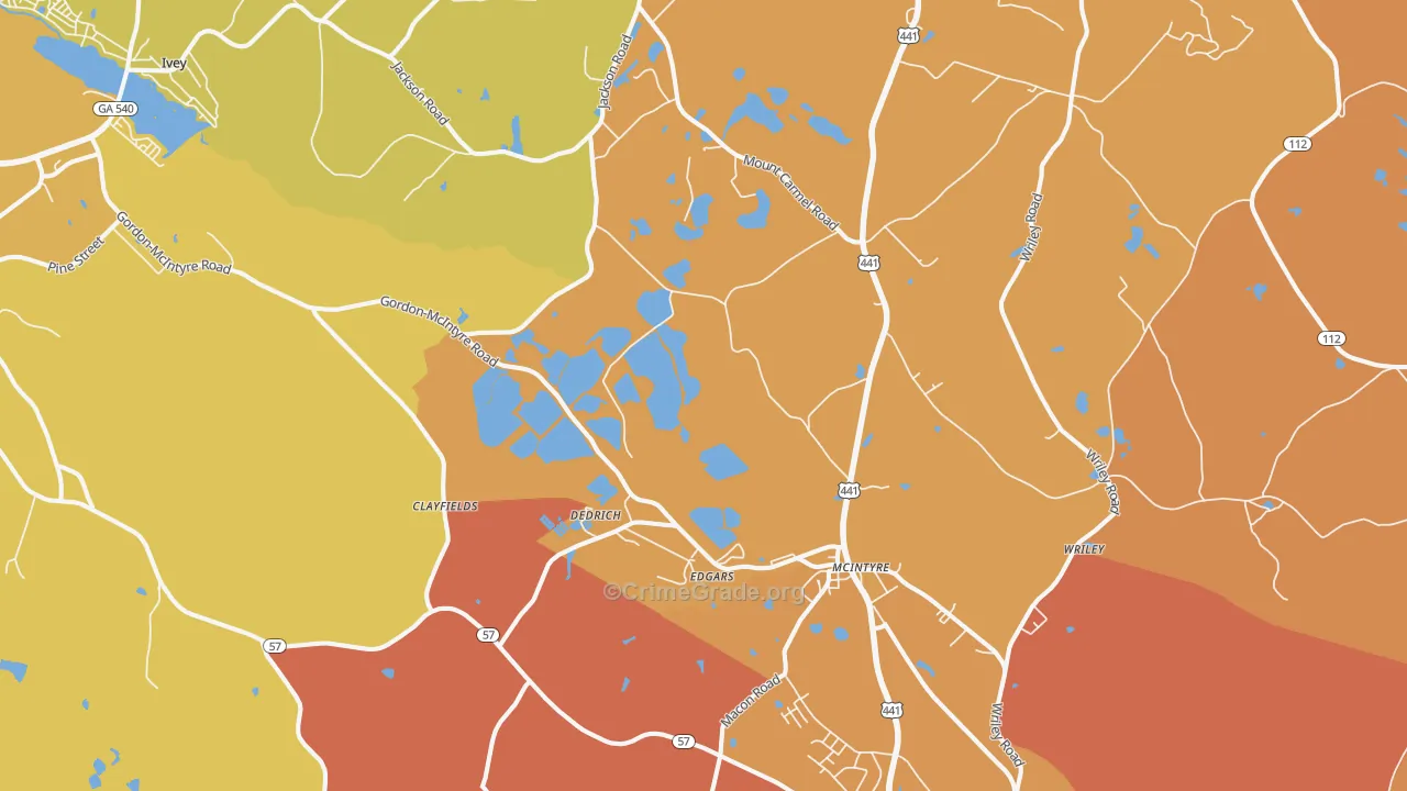 McIntyre, GA Map of Burglary Rates