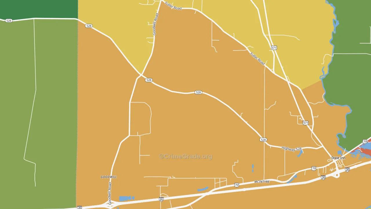 McIntyre, LA Map of Burglary Rates