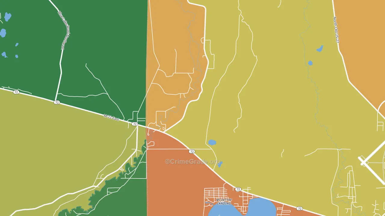 McIntyre Landing, MI Map of Burglary Rates