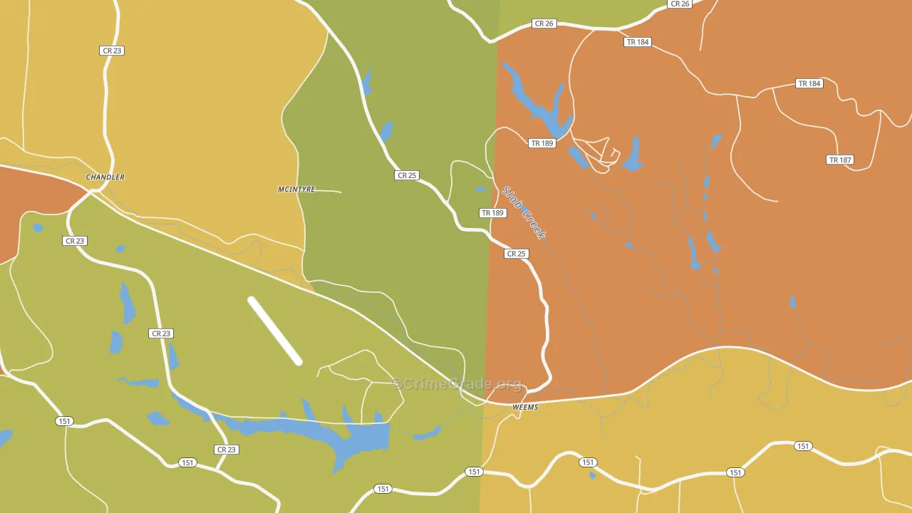 McIntyre, OH Map of Burglary Rates