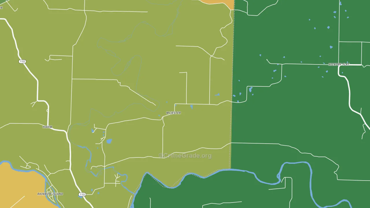 McJester, AR Map of Burglary Rates