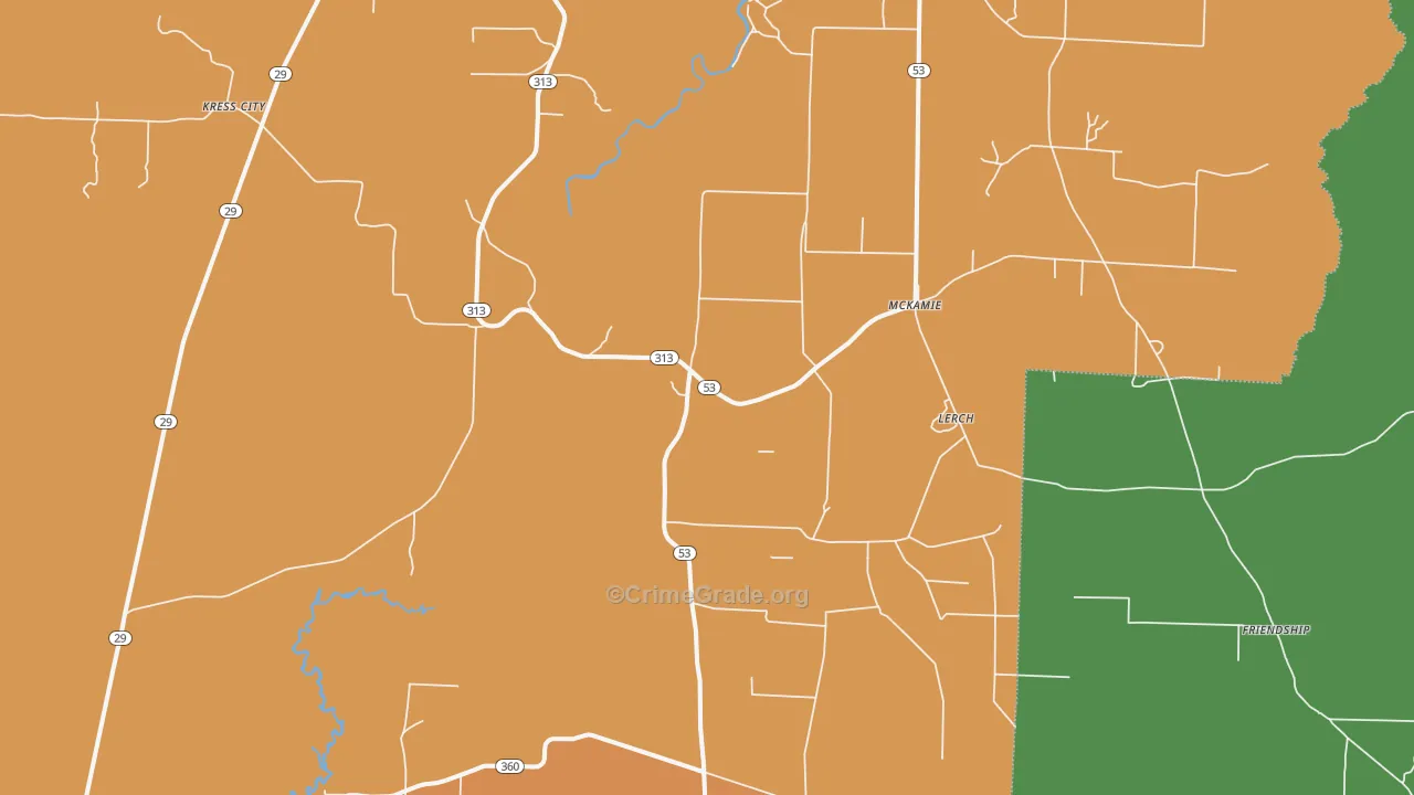 McKamie, AR Map of Burglary Rates