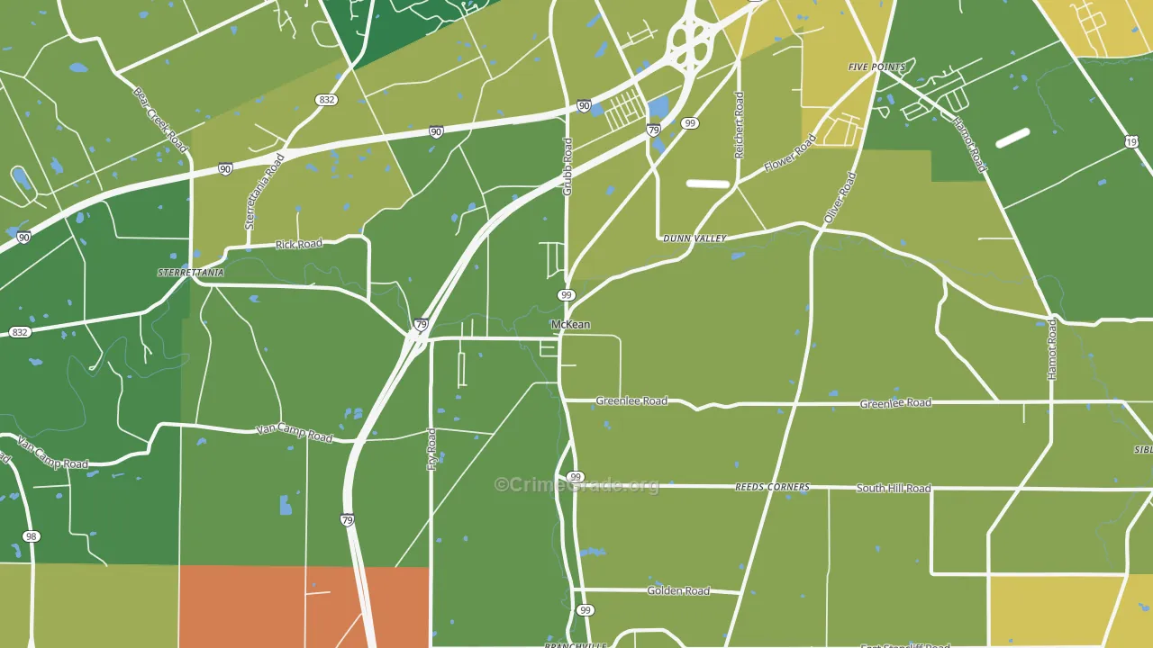 McKean, PA Map of Burglary Rates