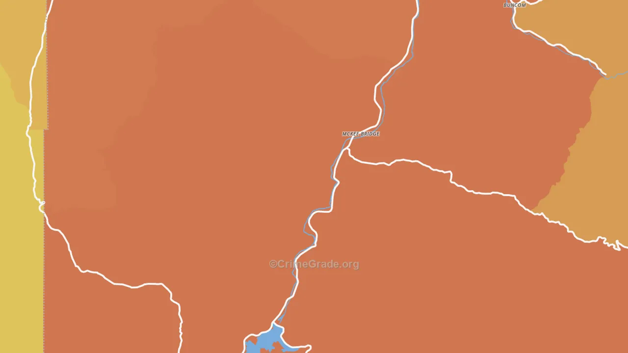 McKee Bridge, OR Map of Burglary Rates