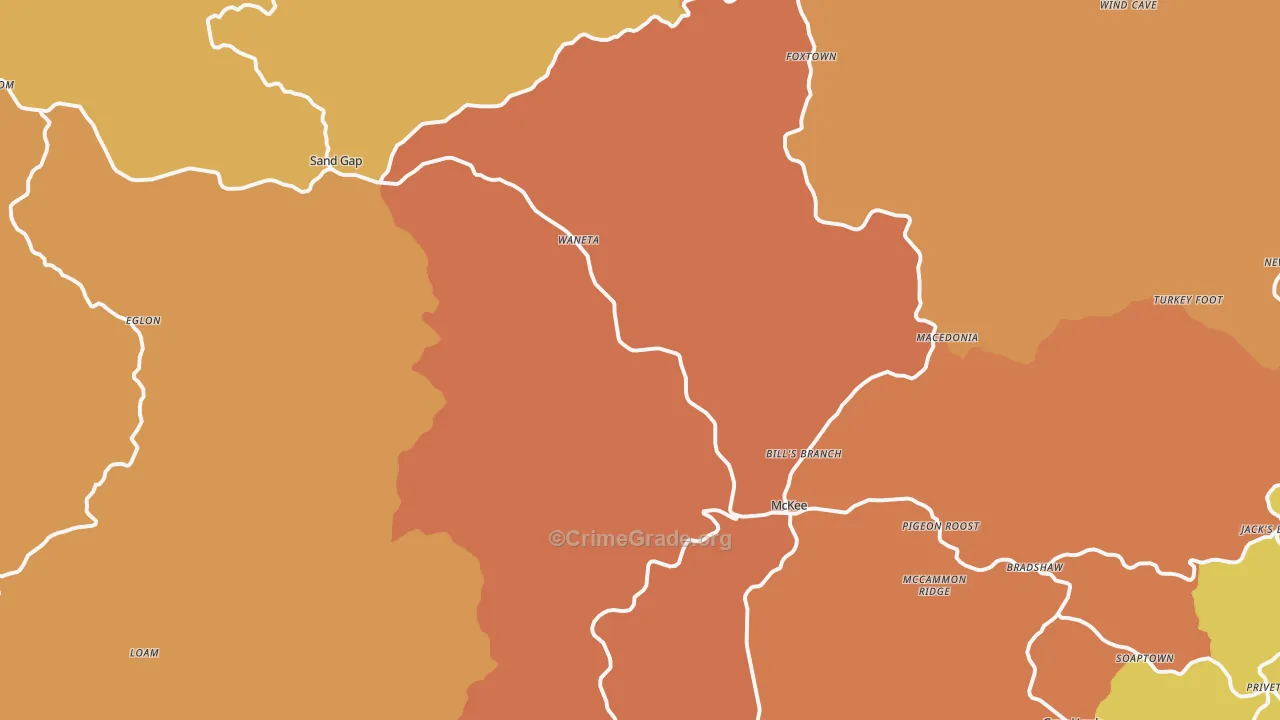 McKee, KY Map of Burglary Rates