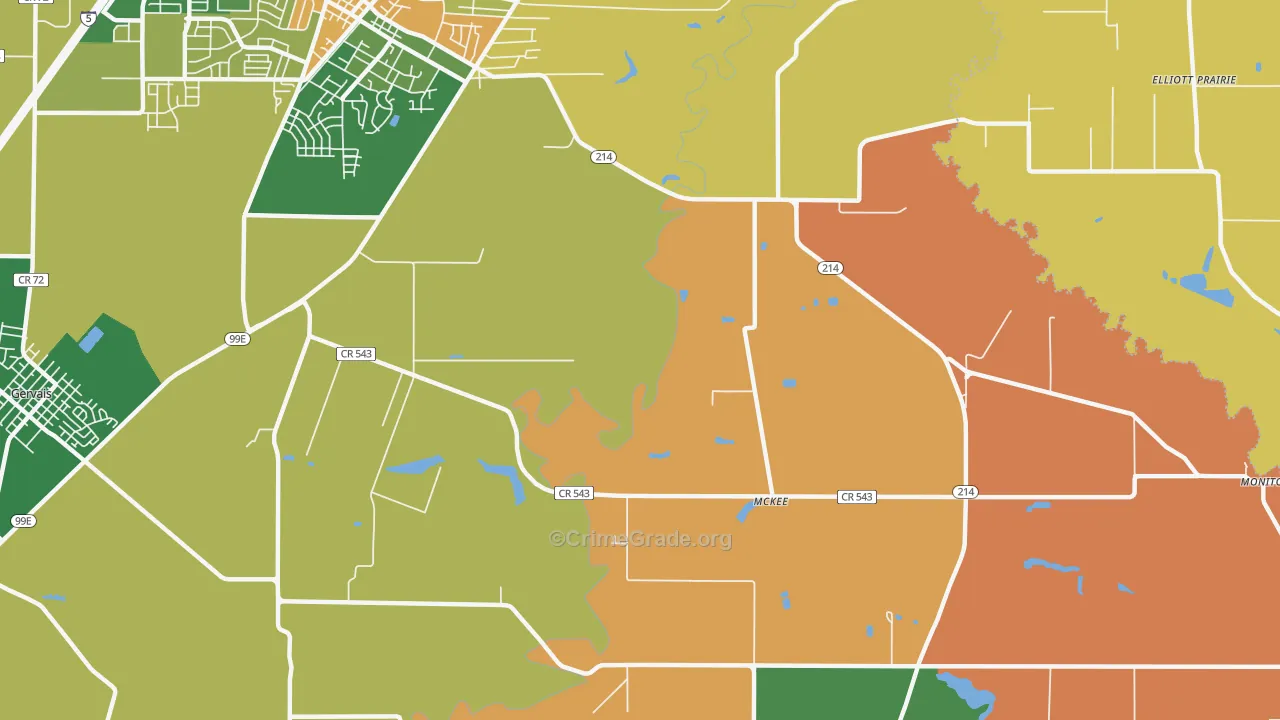 McKee, OR Map of Burglary Rates