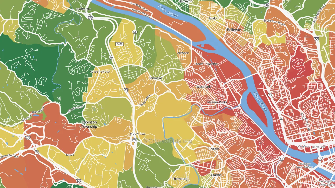 Mckees Rocks, PA Map of Burglary Rates