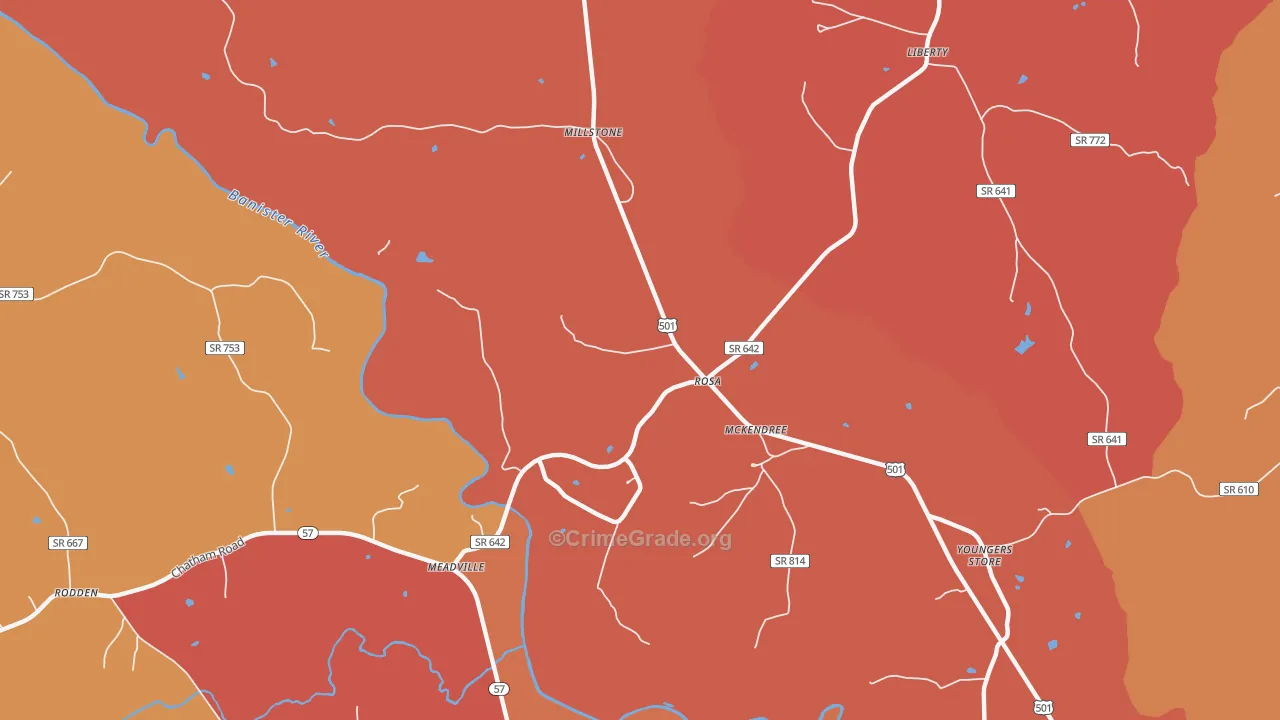 McKendree, VA Map of Burglary Rates