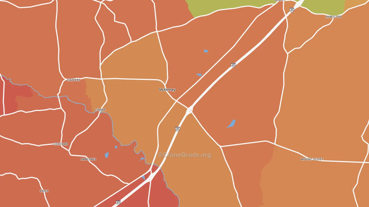McKenney, VA Map of Burglary Rates