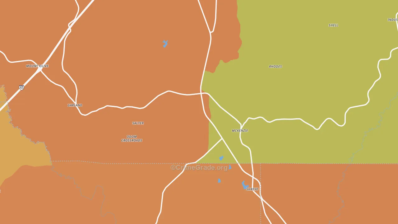 McKenzie, AL Map of Burglary Rates