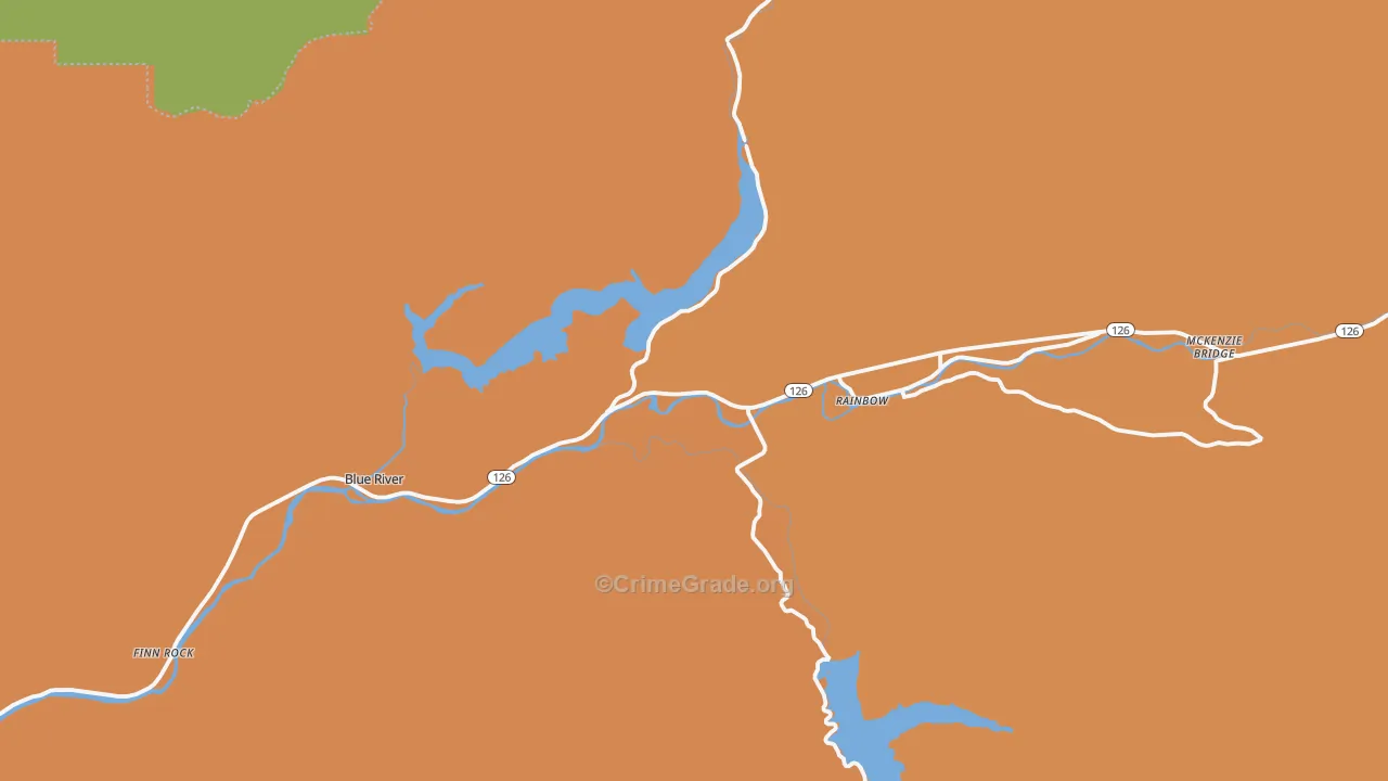 McKenzie Bridge, OR Map of Burglary Rates