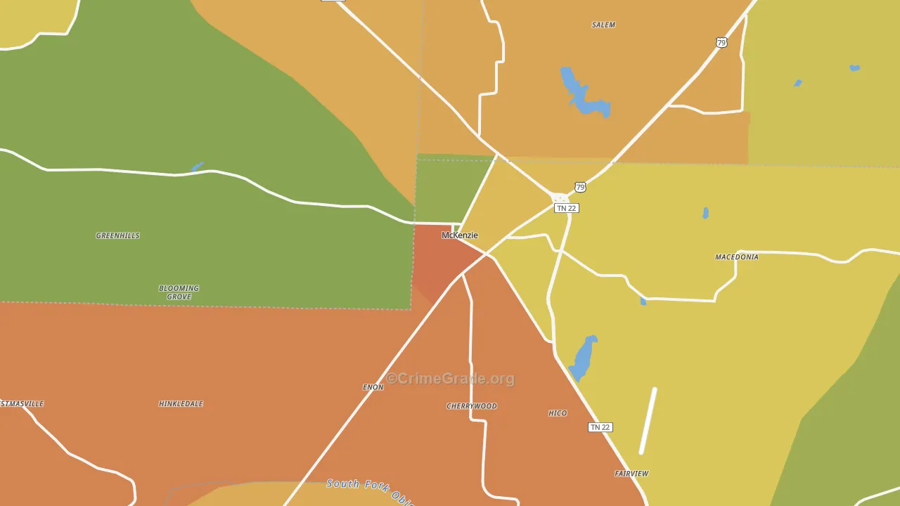 McKenzie, TN Map of Burglary Rates