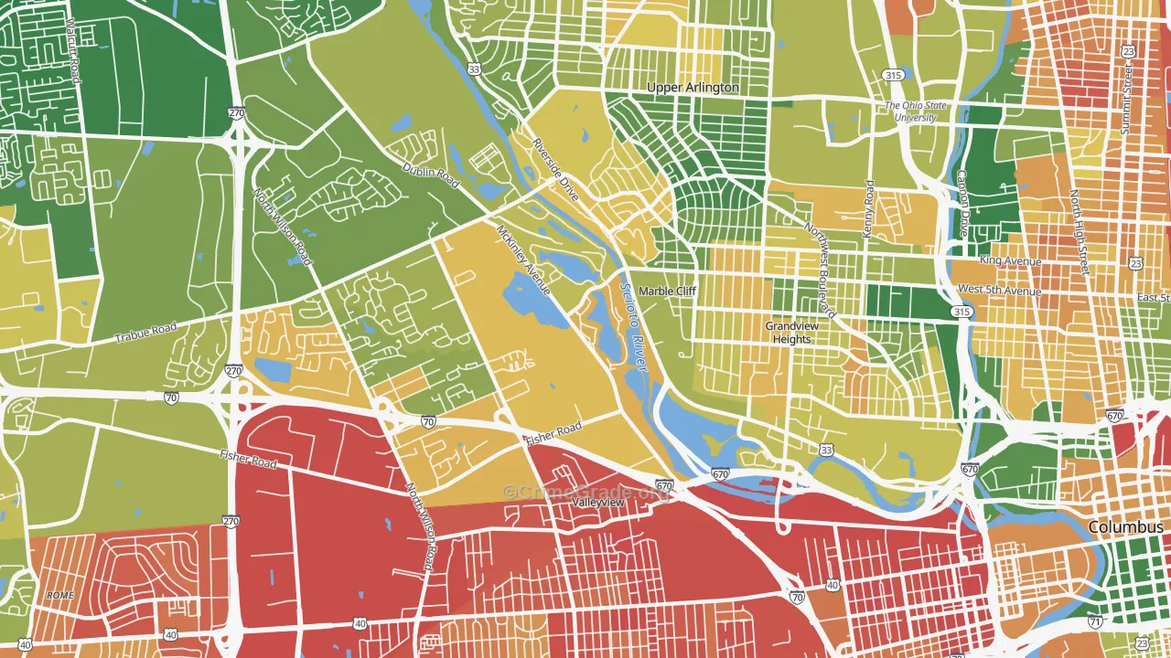 McKinley Avenue Corridor, Columbus, OH Map of Burglary Rates