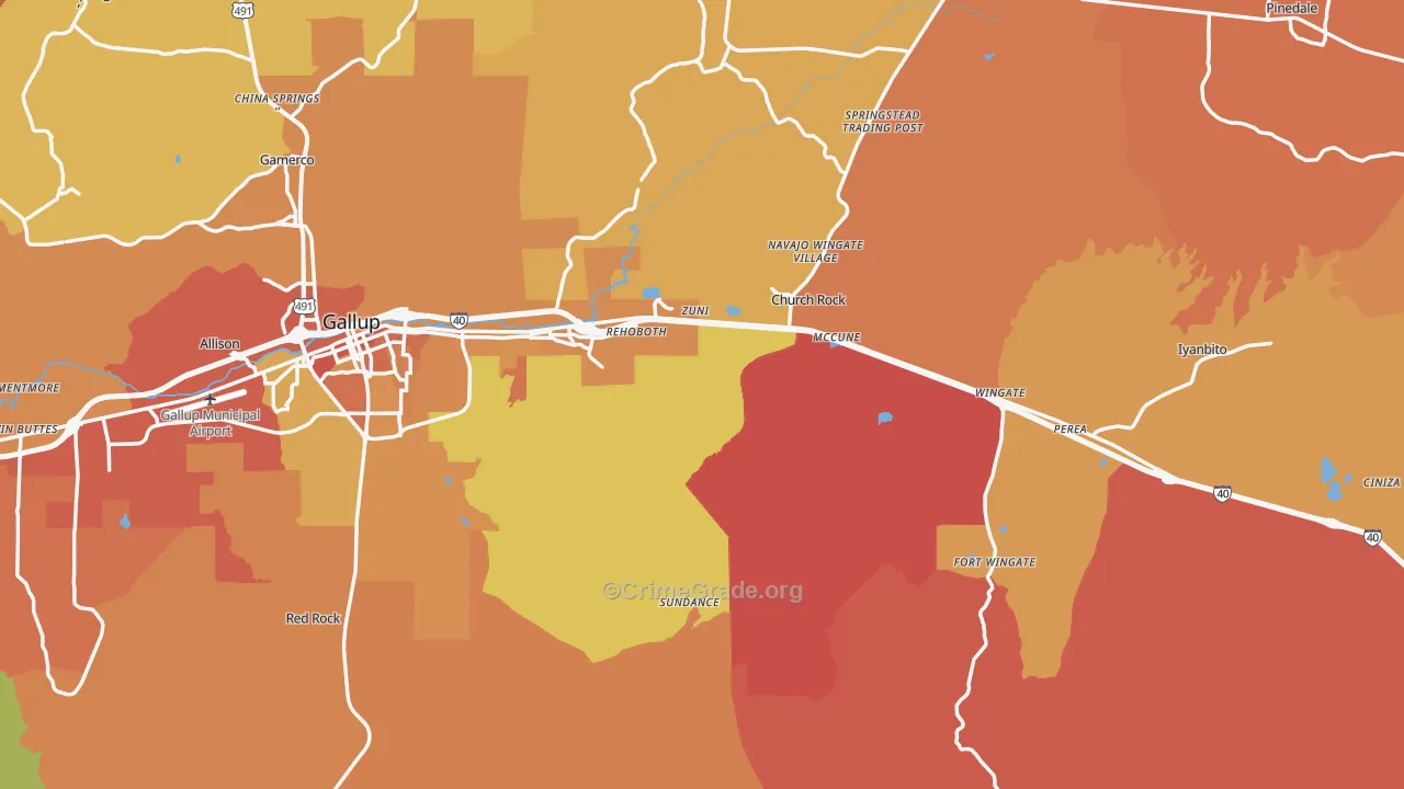 McKinley County, NM Map of Burglary Rates