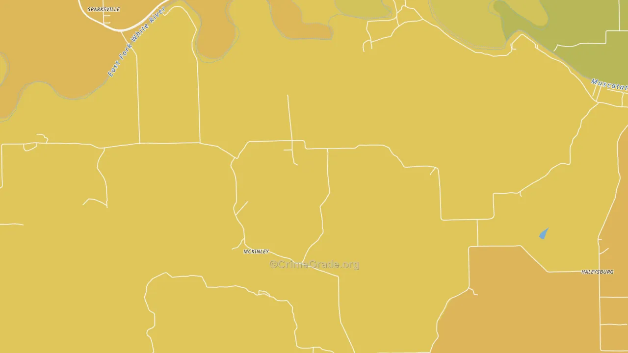 McKinley, IN Map of Burglary Rates